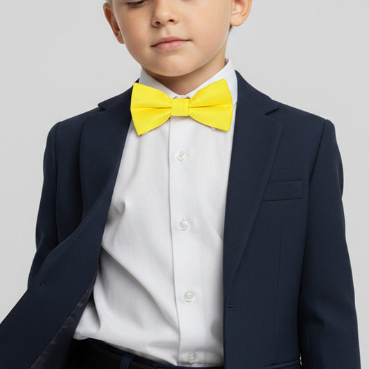 Pre Tied Sunshine Yellow Satin Boys Bow Tie Age 4-7