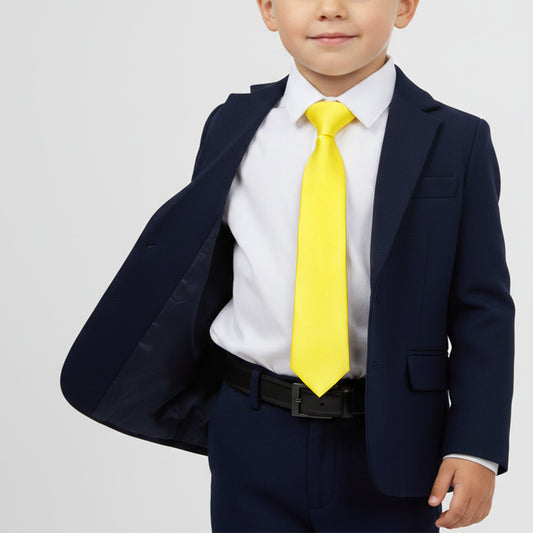 Pre Tied Sunshine Yellow Satin Boys Tie Age 4-7