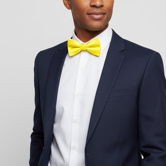 Plain Sunshine Yellow Handmade Mens Bow Tie