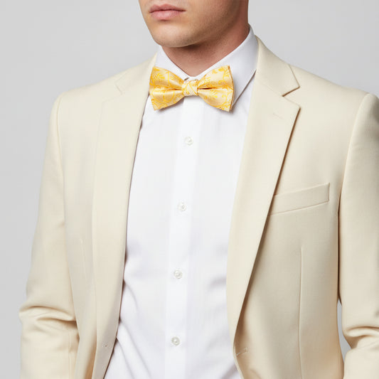 Bright Yellow Floral Handmade Mens Bow Tie