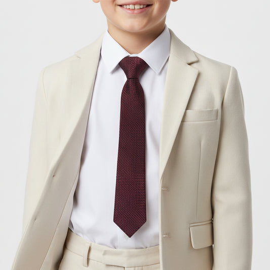 Burgundy Boys Textured Skinny Tie Age 8-11