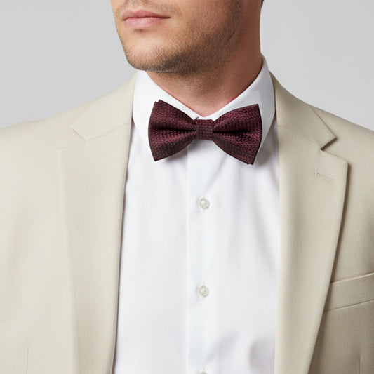Burgundy Textured Mens Bow Tie