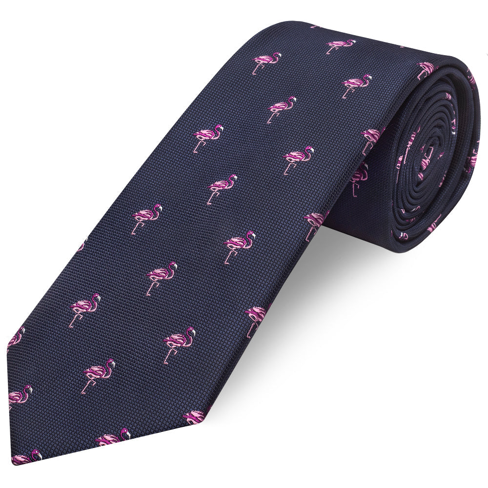 Navy Flamingo Mens Classic Tie