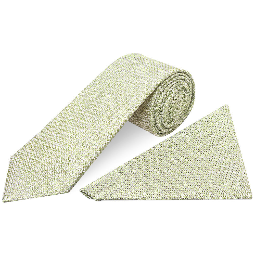 Green Grenadine Silk Classic Mens Tie and Pocket Square Set