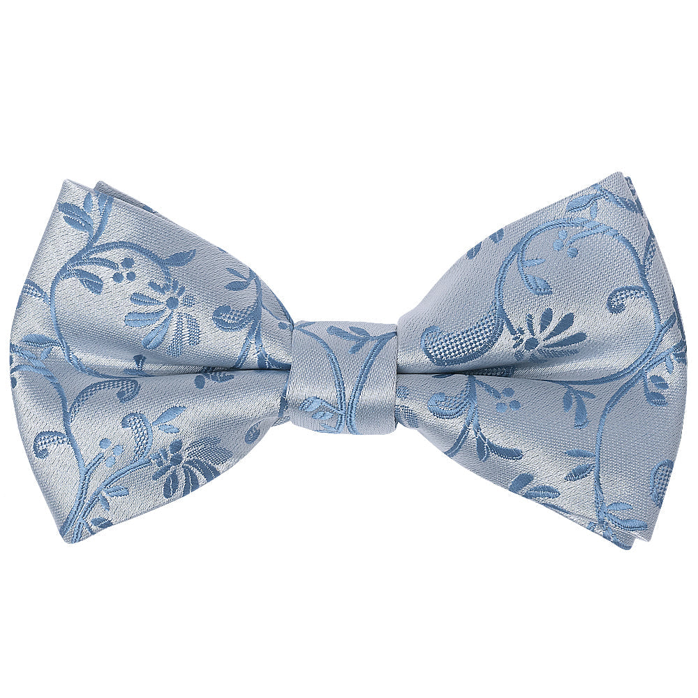 Pre Tied Dusty Blue Floral Boys Bow Tie Age 4-7