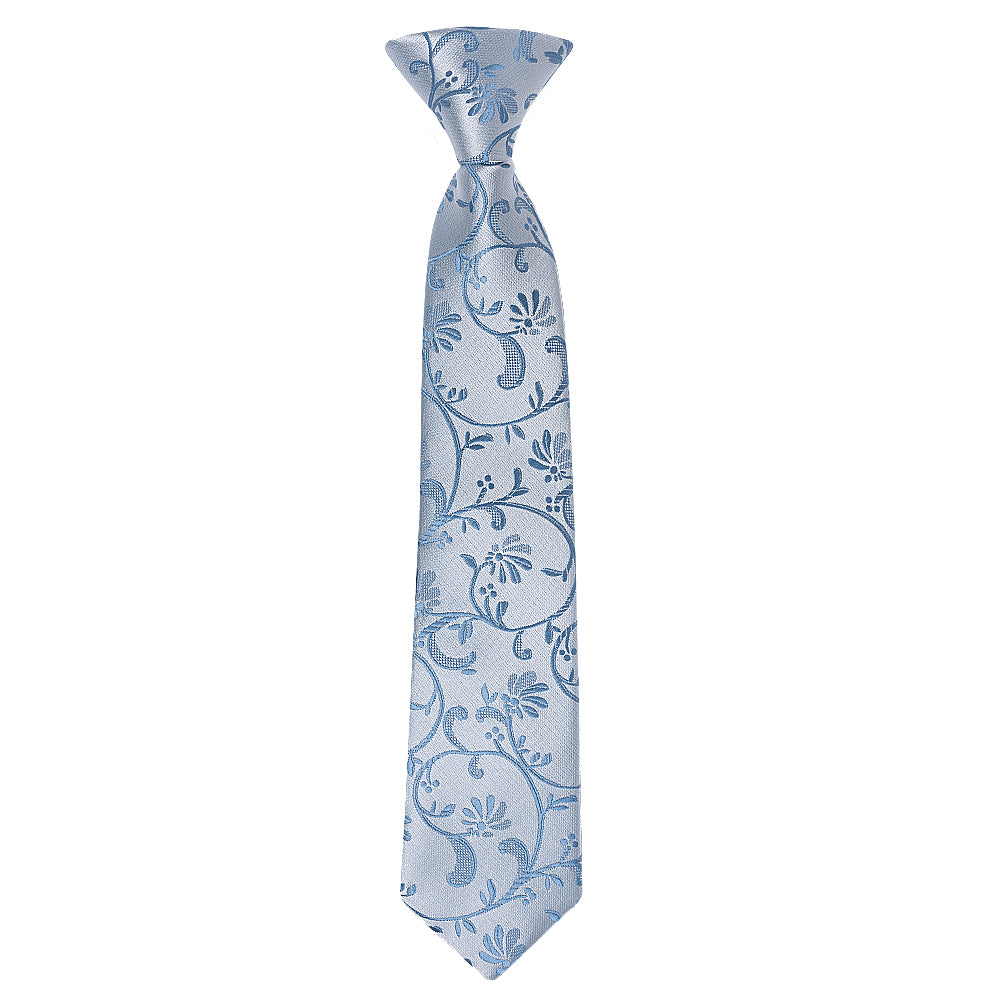 Pre Tied Dusty Blue Floral Boys Tie Age 4-7