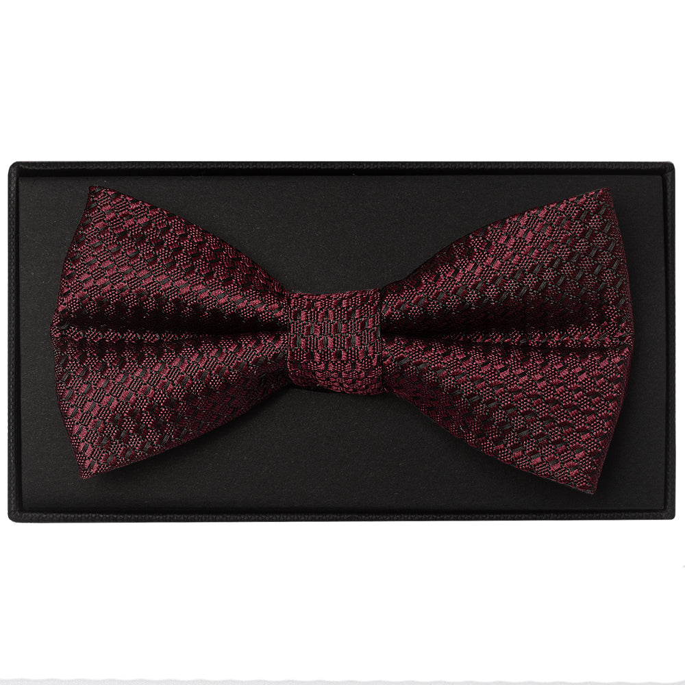 Burgundy Textured Mens Bow Tie