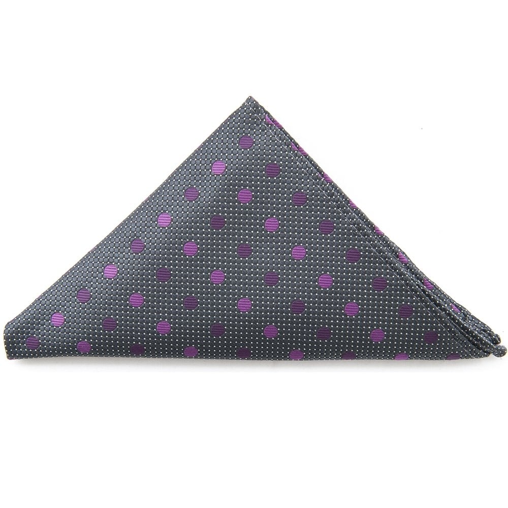 Grey With Pink Spots Pocket Square