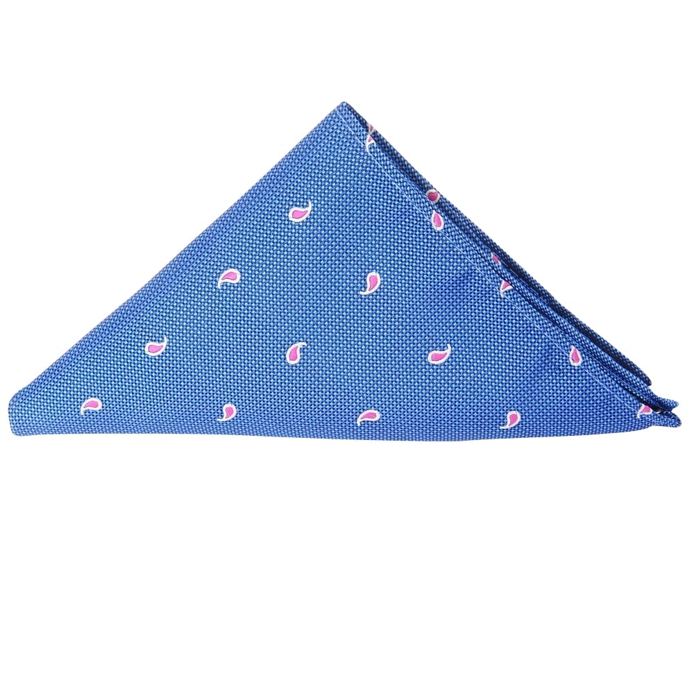 Blue Mini Paisley Pocket Square 1