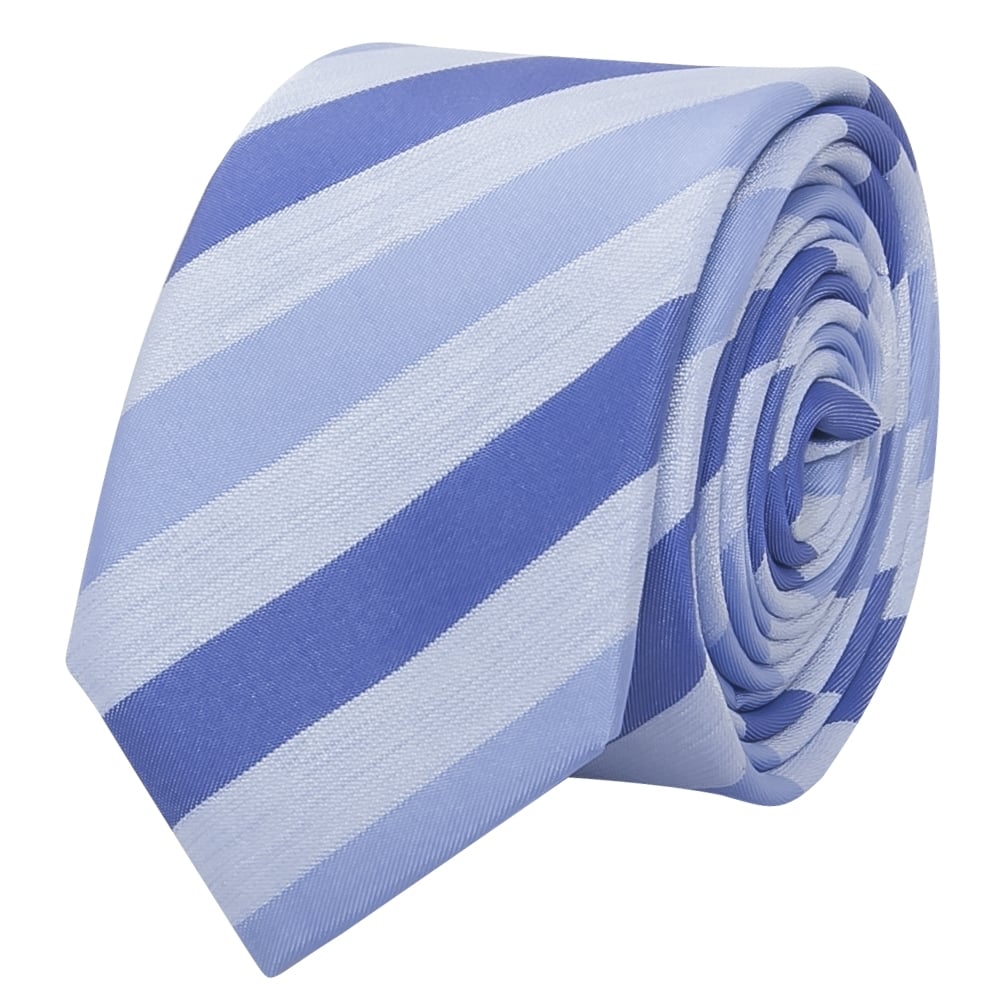 Light Blue Striped Skinny Mens Tie 2
