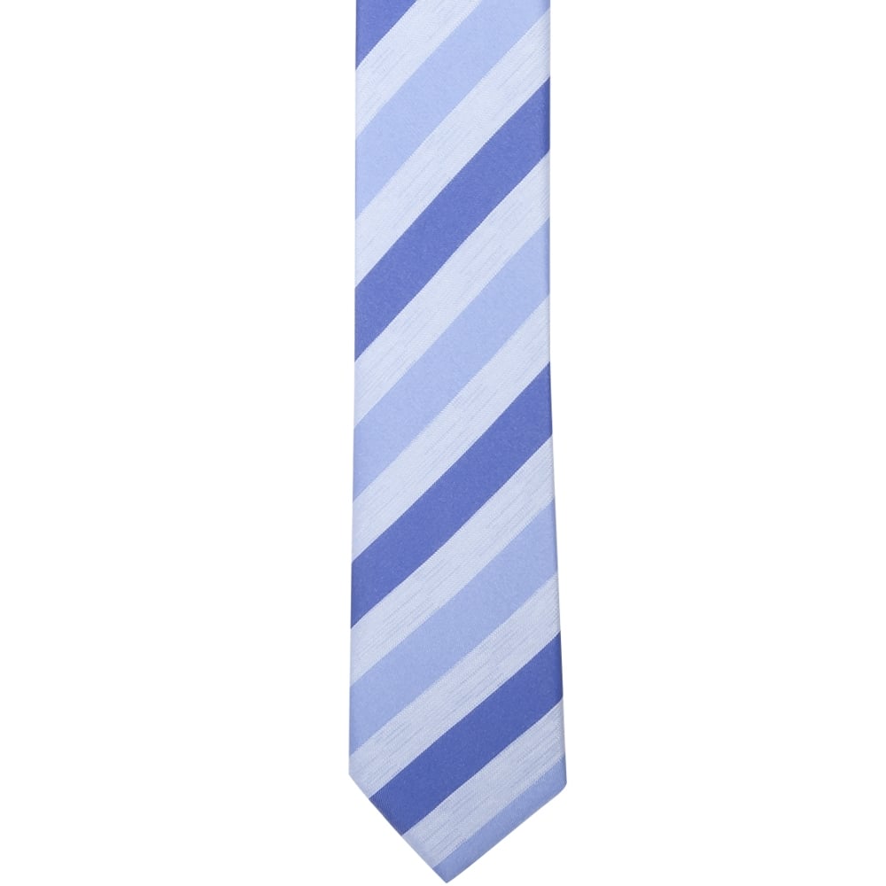 Light Blue Striped Skinny Mens Tie 3