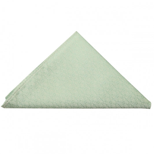 Green Self Floral Textured Silk Pocket Square 1
