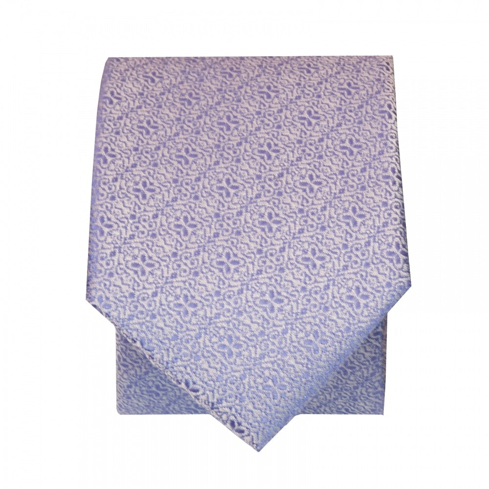 Purple Self Floral Textured Silk Skinny Mens Tie And Pocket Square Set 3