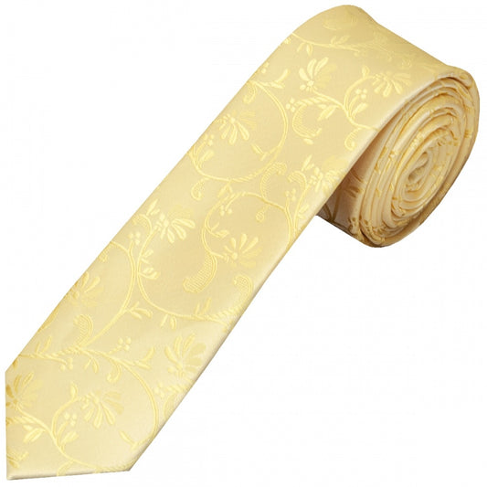END OF SEASON STOCK Gold Floral Skinny Mens Tie