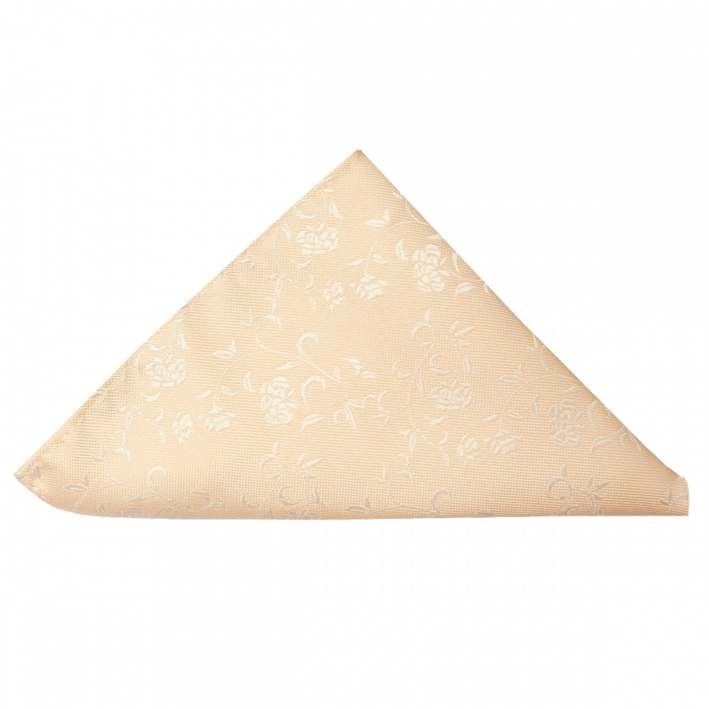 End Of Season Stock Light Peach And White Floral Pocket Square 1