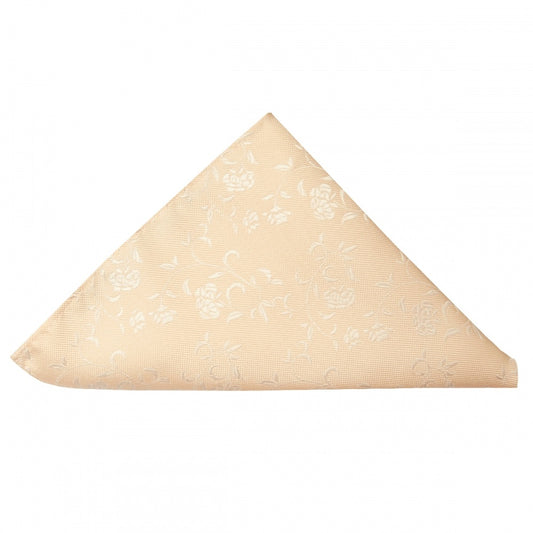 End Of Season Stock Light Peach And White Floral Pocket Square 1
