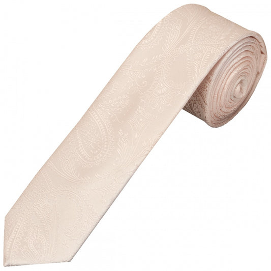 End Of Season Stock Blush Pink Paisley Skinny Boys Tie 1