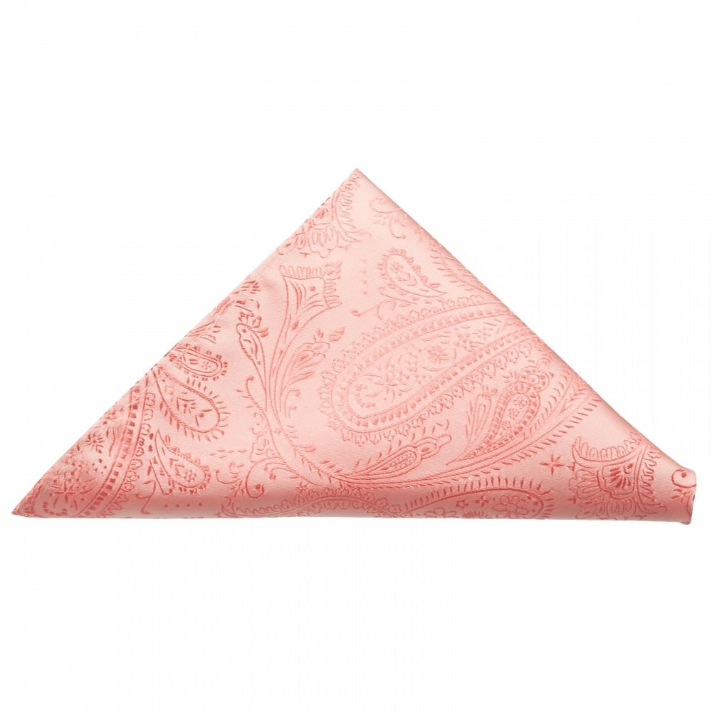 End Of Season Stock Light Pink Paisley Pocket Square 1