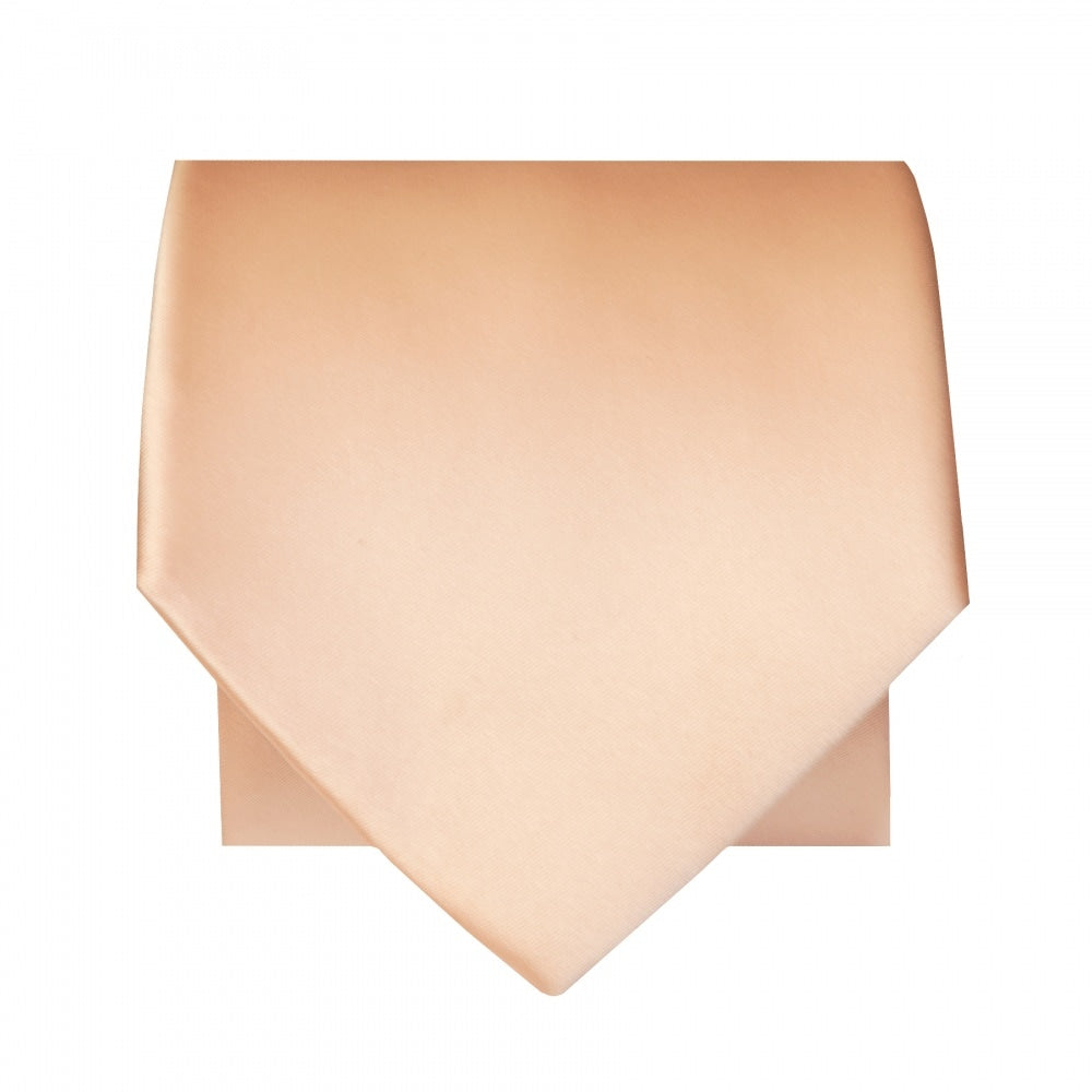 Plain Light Peach Satin Classic Mens Tie And Pocket Square Set 4