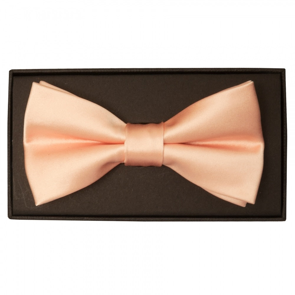 Plain Light Peach Handmade Mens Bow And Pocket Square Set 2