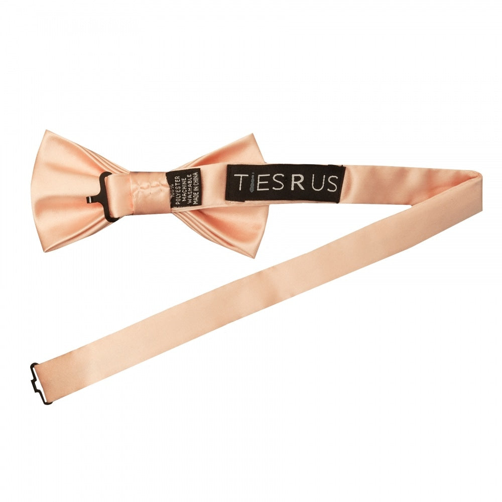 Plain Light Peach Handmade Mens Bow And Pocket Square Set 3