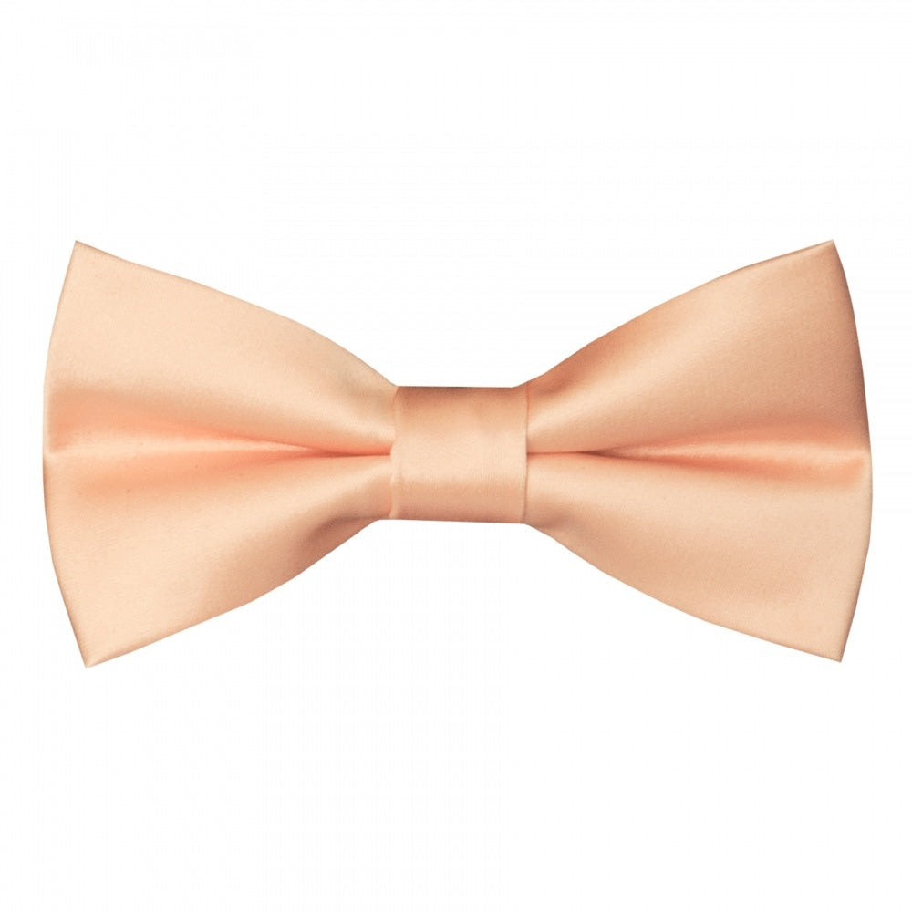 Pre Tied Light Peach Satin Boys Bow Tie And Pocket Square Set 2