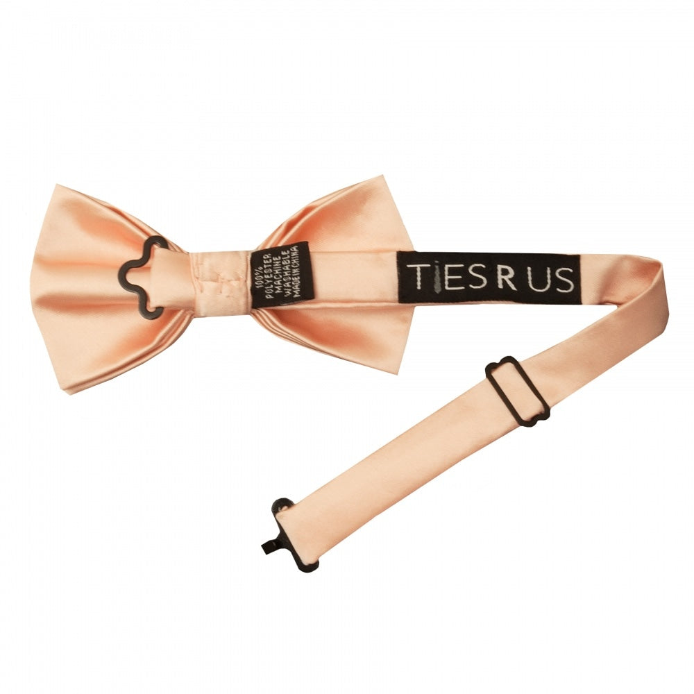 Pre Tied Light Peach Satin Boys Bow Tie And Pocket Square Set 3