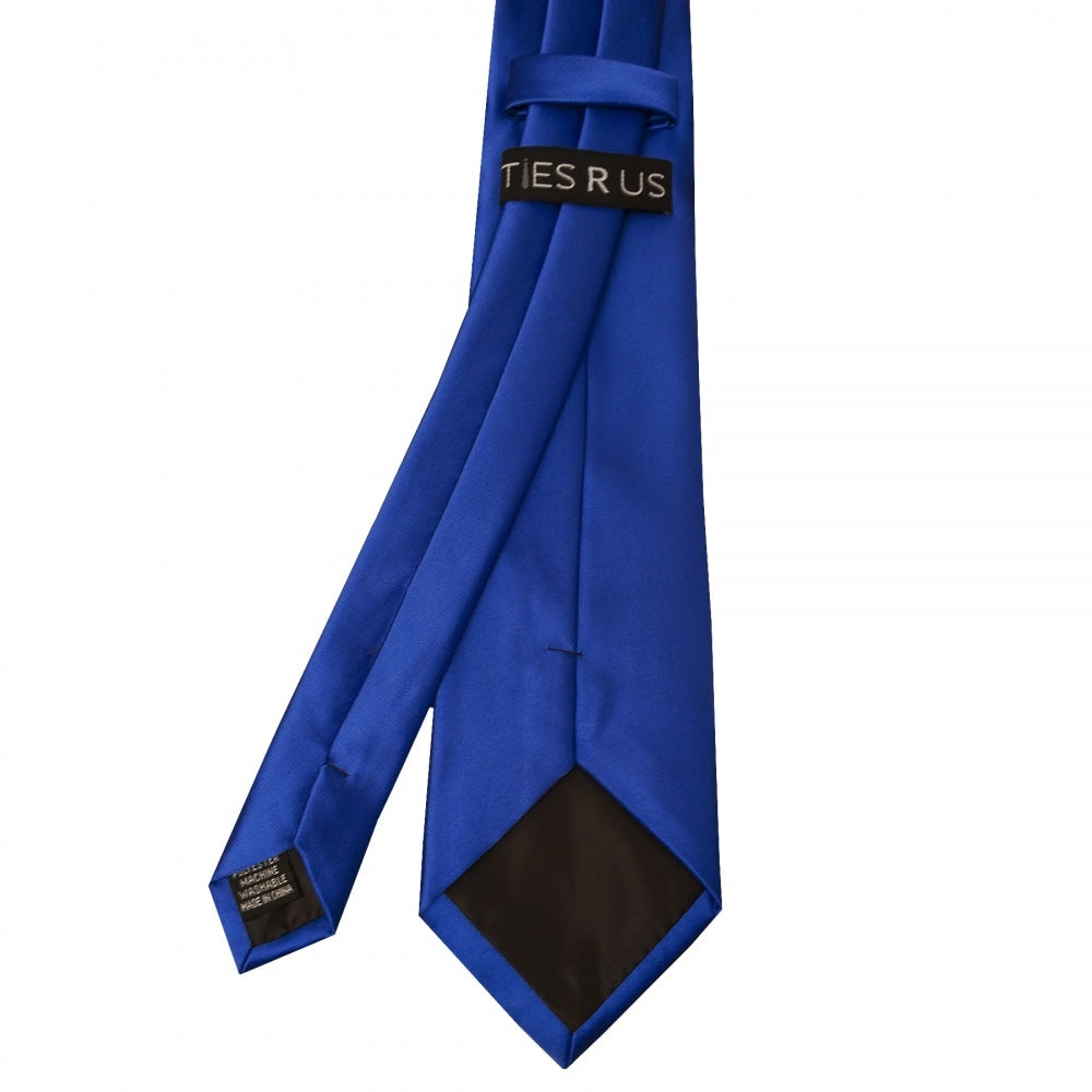 Plain Royal Blue Satin Classic Mens Tie 4