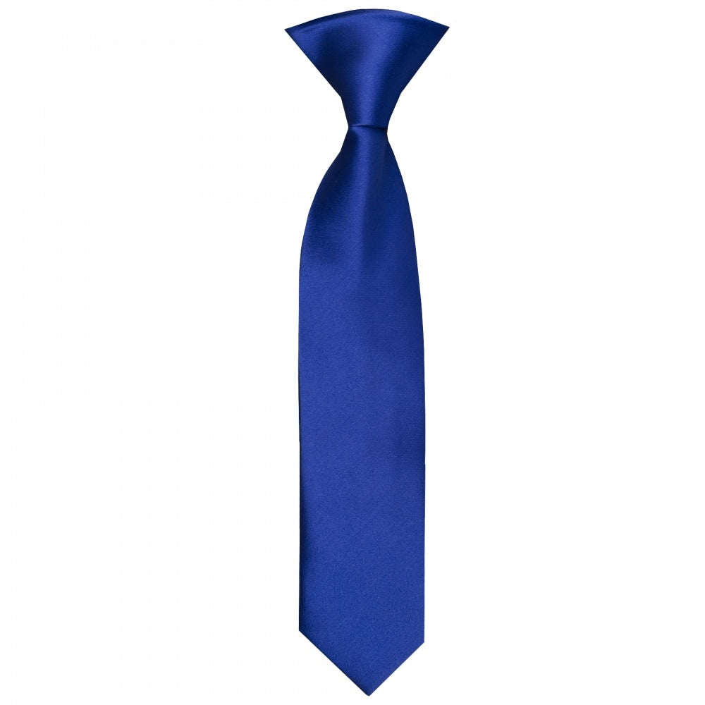 Pre Tied Royal Blue Satin Boys Tie Age 4 7 1