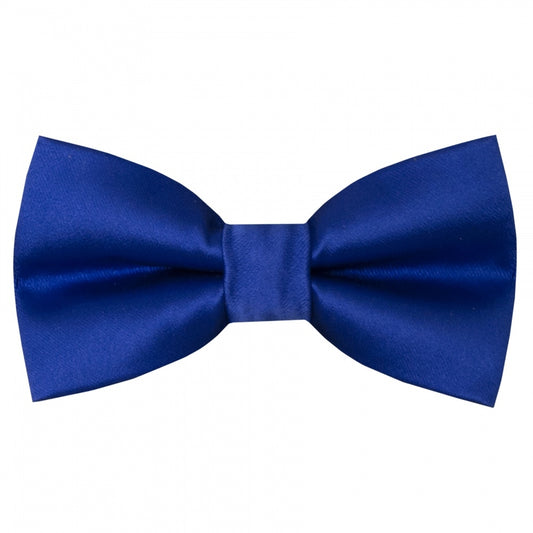 Pre Tied Royal Blue Satin Boys Bow Tie And Pocket Square Set 2