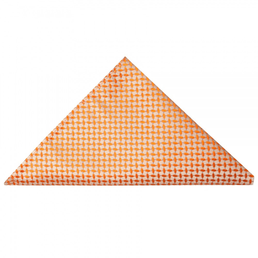 Orange Neat Skinny Mens Tie And Pocket Square Set 3