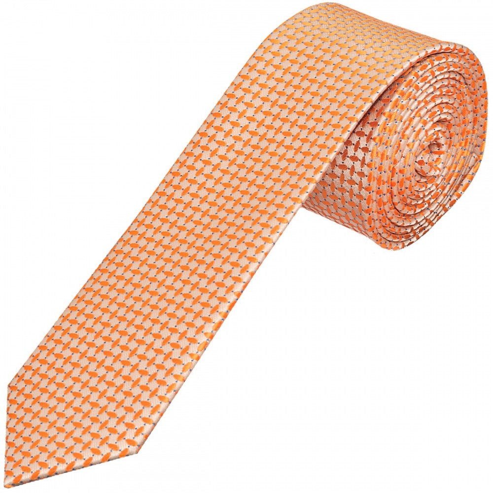 Orange Neat Skinny Mens Tie 1