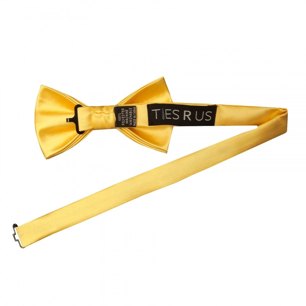 Plain Yellow Gold Handmade Mens Bow Tie 2