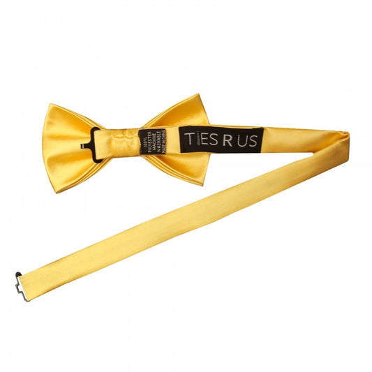 Plain Yellow Gold Handmade Mens Bow Tie 2