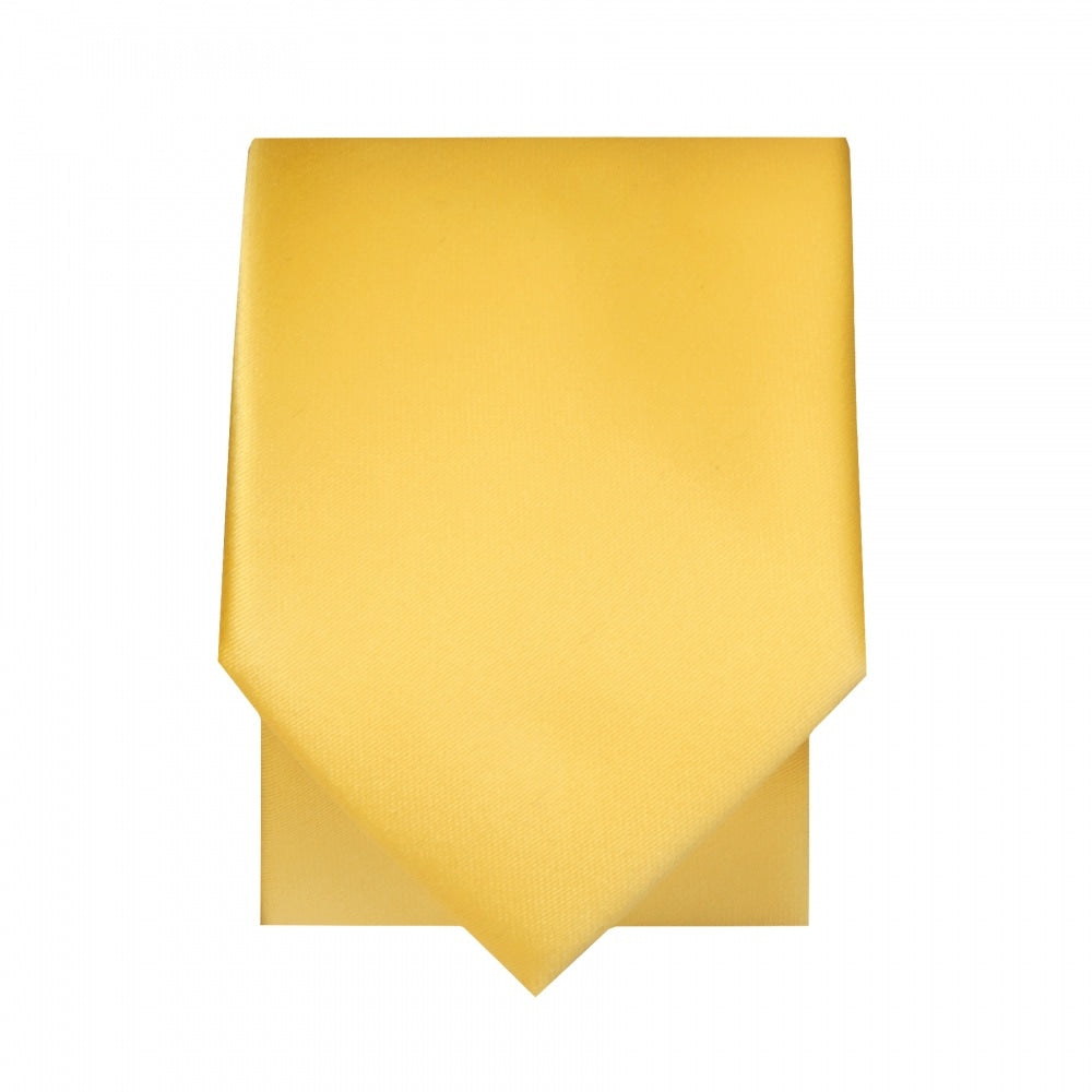Plain Yellow Gold Satin Skinny Boys Tie And Pocket Square Set 3