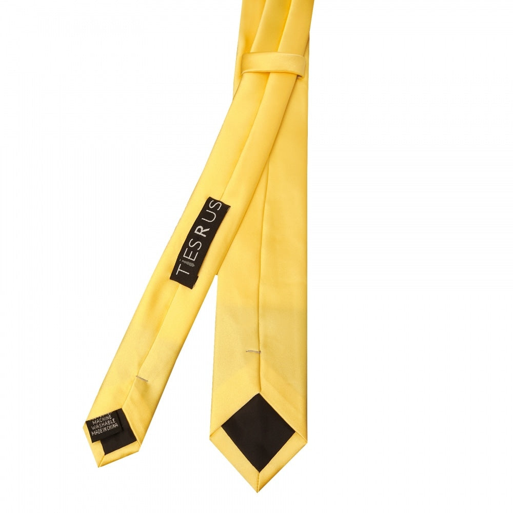 Plain Yellow Gold Satin Skinny Boys Tie 3