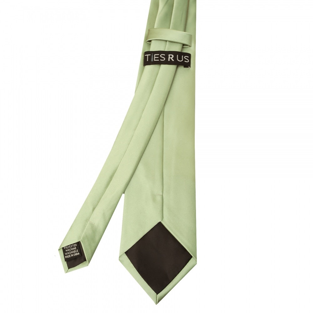 Plain Sage Green Satin Classic Mens Tie And Pocket Square Set 5