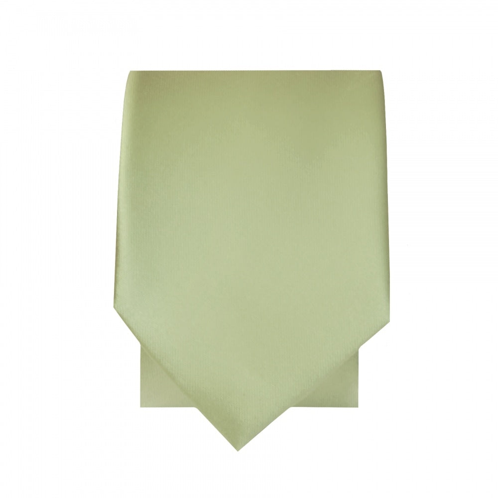 Plain Sage Green Satin Skinny Boys Tie And Pocket Square Set 3