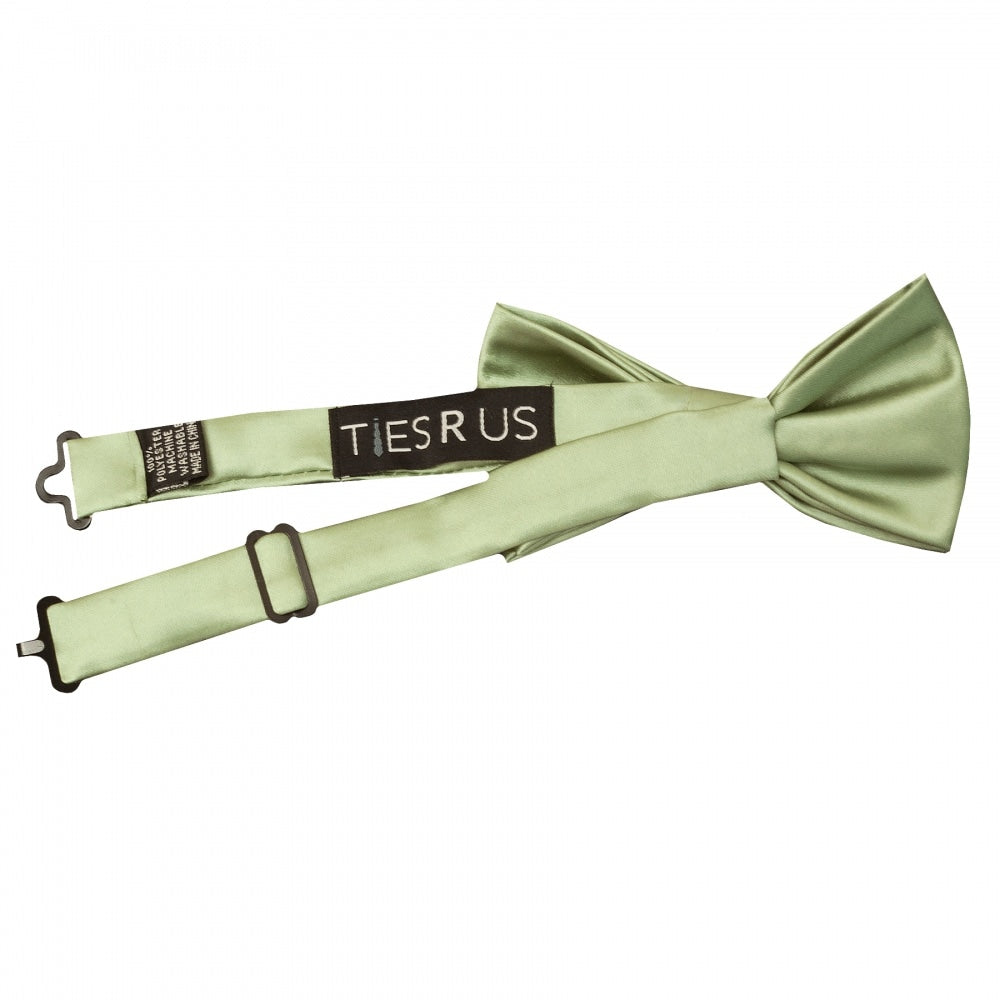 Pre Tied Sage Green Satin Boys Bow Tie Age 8 11 2
