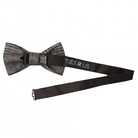 Light Grey Check Mens Tweed Bow Tie 2