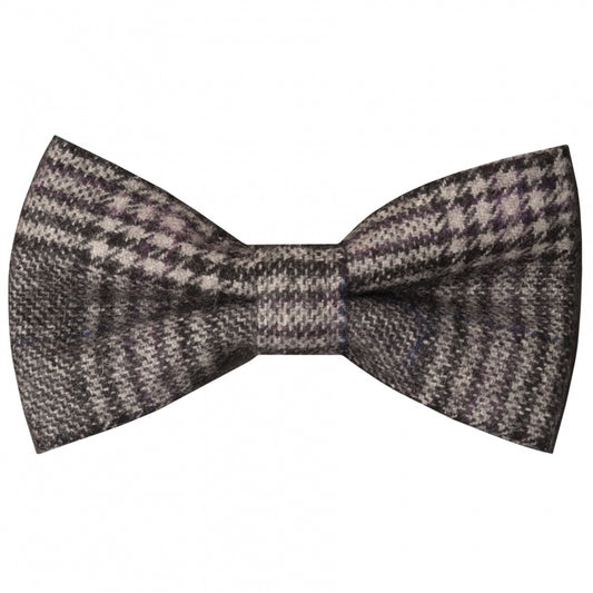 Pre Tied Light Grey Check Tweed Boys Bow Tie Age 4 7 1