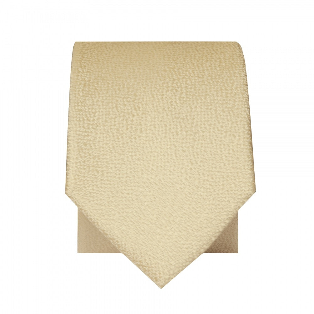 Plain Champagne Textured Silk Skinny Mens Tie 2