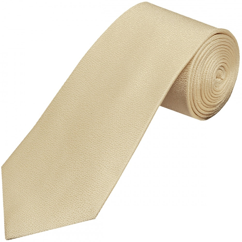 Plain Champagne Textured Silk Classic Mens Tie 1