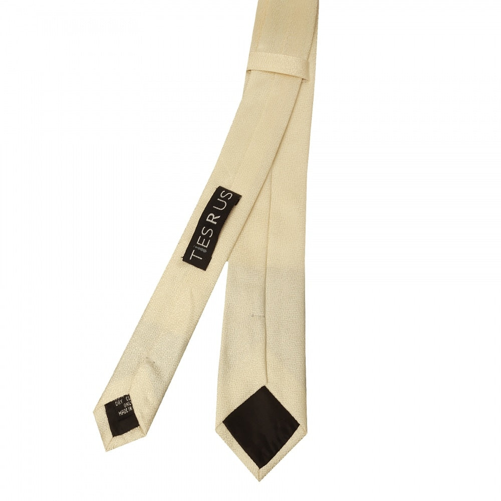 Plain Champagne Textured Silk Skinny Mens Tie And Pocket Square Set 4