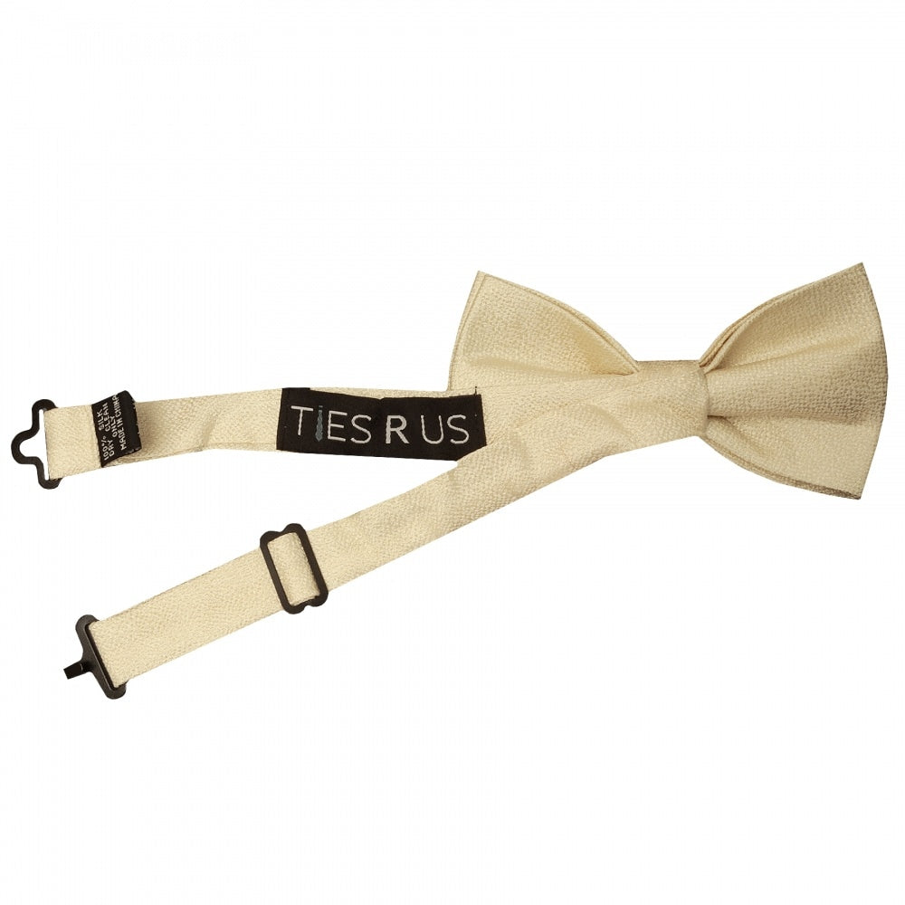 Pre Tied Champagne Textured Silk Boys Bow Tie Age 8 11 2