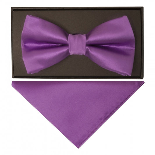 Handmade Cadburys Purple Mens Bow Tie And Pocket Square Set 1