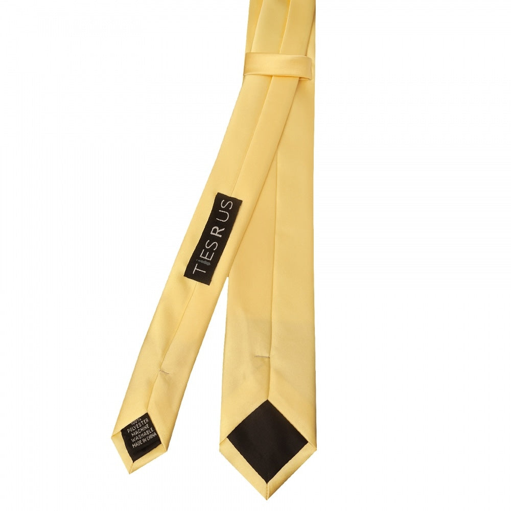 Plain Gold Satin Skinny Boys Tie And Pocket Square Set 3