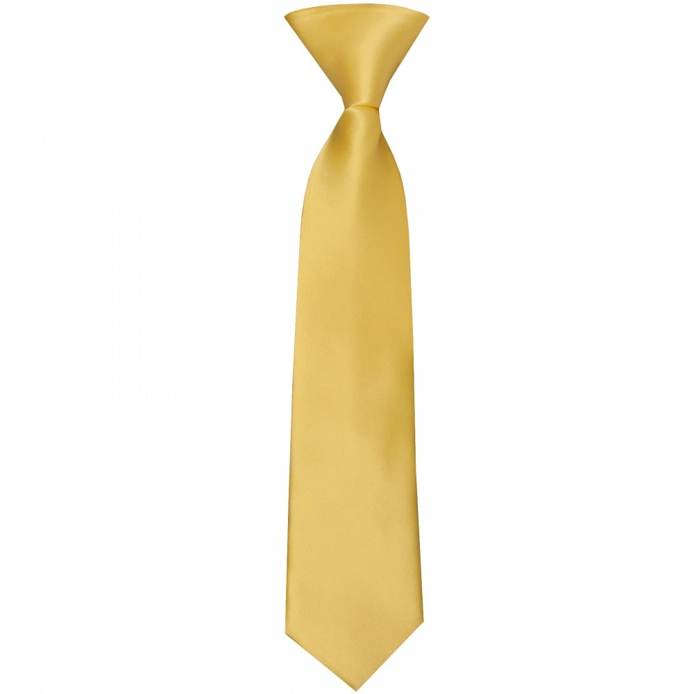 Pre Tied Plain Gold Satin Boys Tie Age 4 7 1
