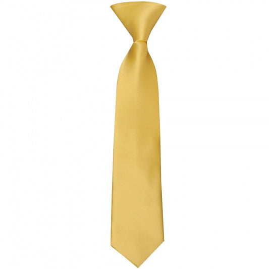 Pre Tied Plain Gold Satin Boys Tie Age 4 7 1