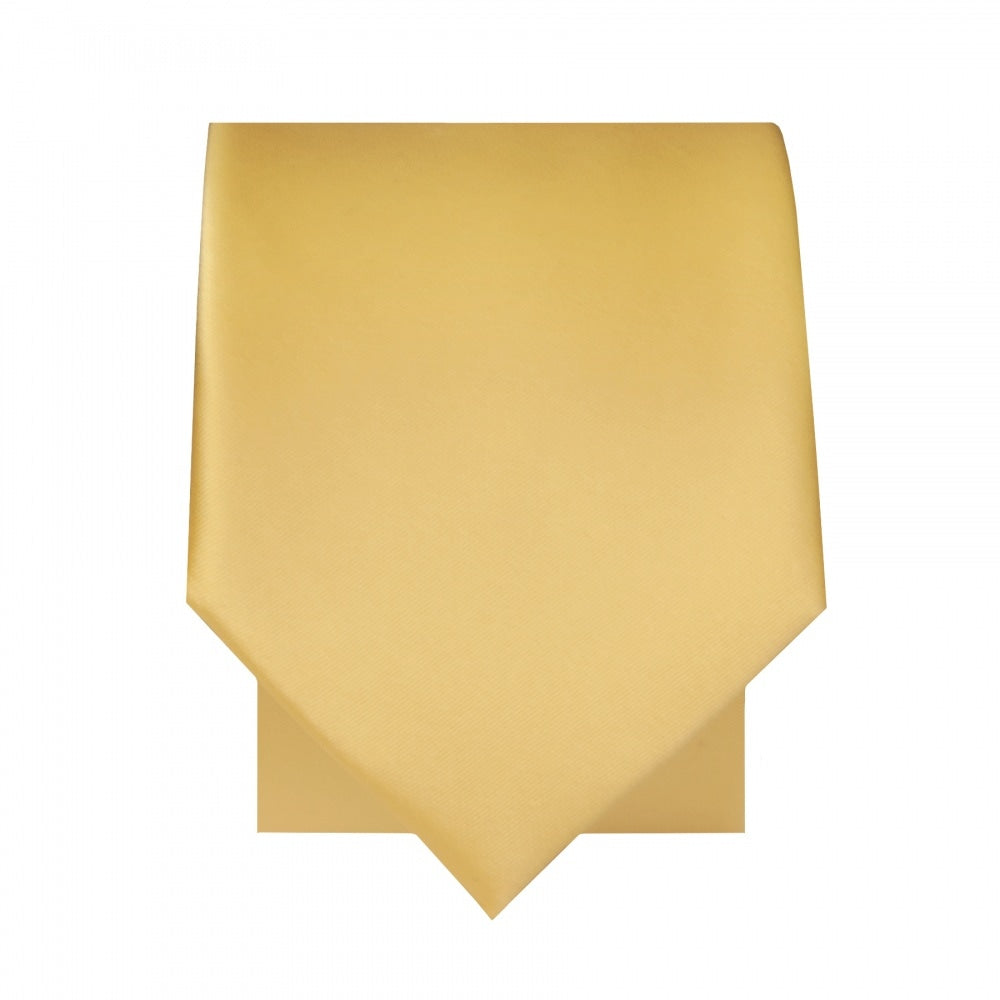 Plain Gold Satin Skinny Mens Tie And Pocket Square Set 3
